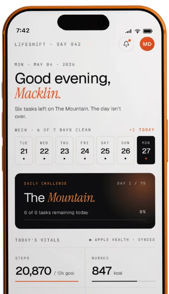 LifeShift 360 home screen on iPhone