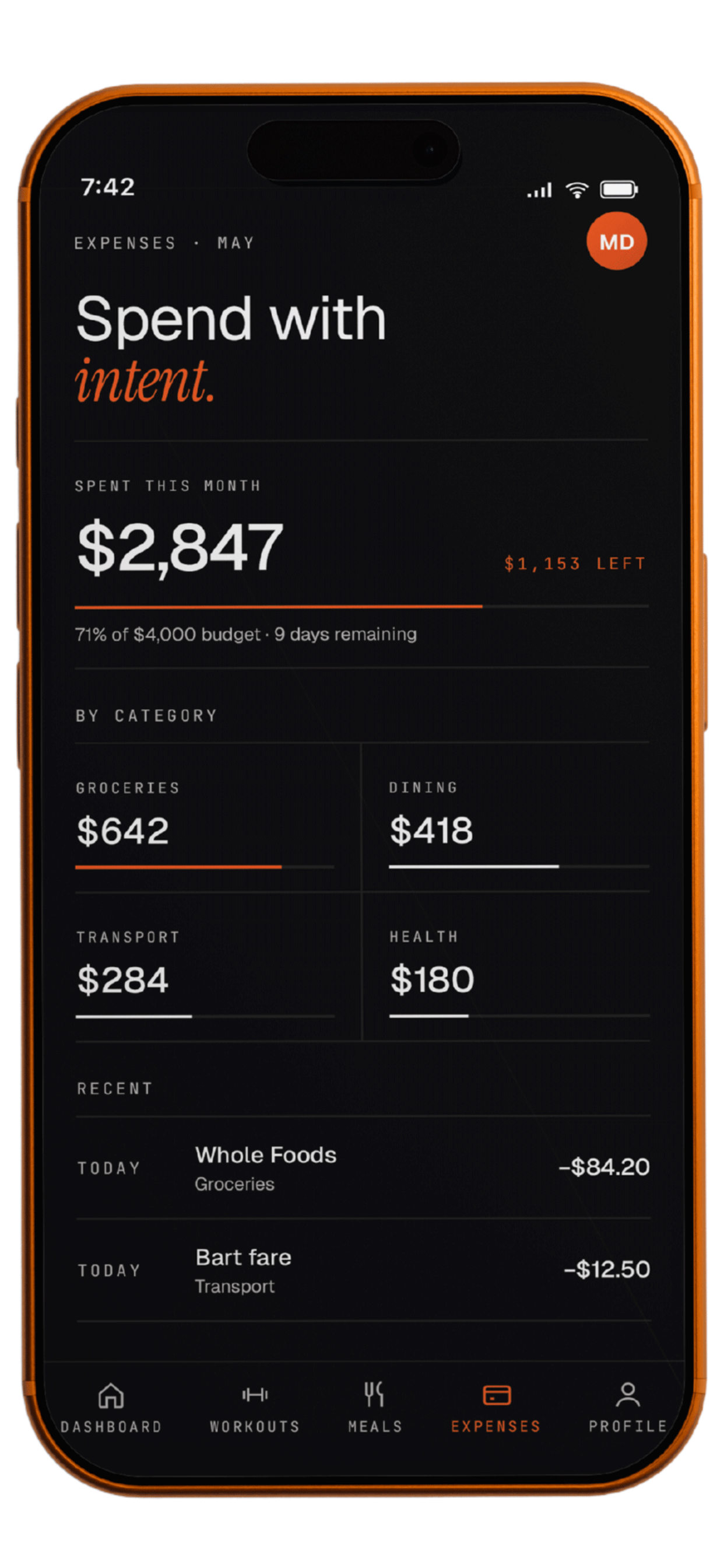 Expense tracker — spend with intent