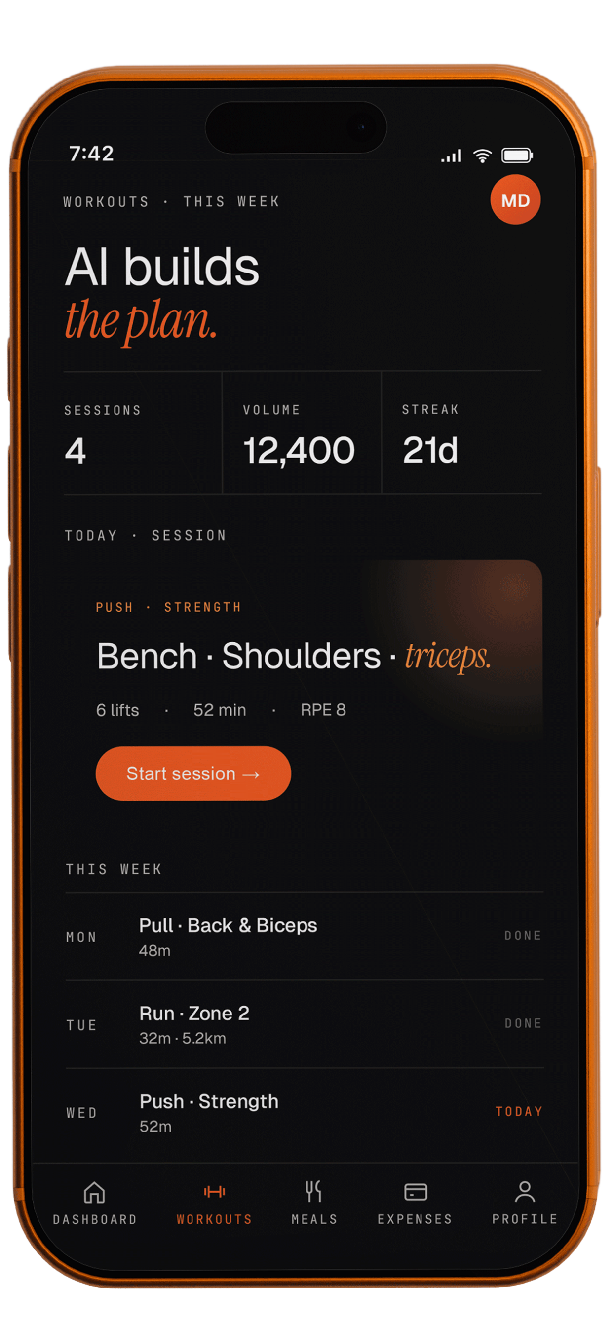AI workout planner